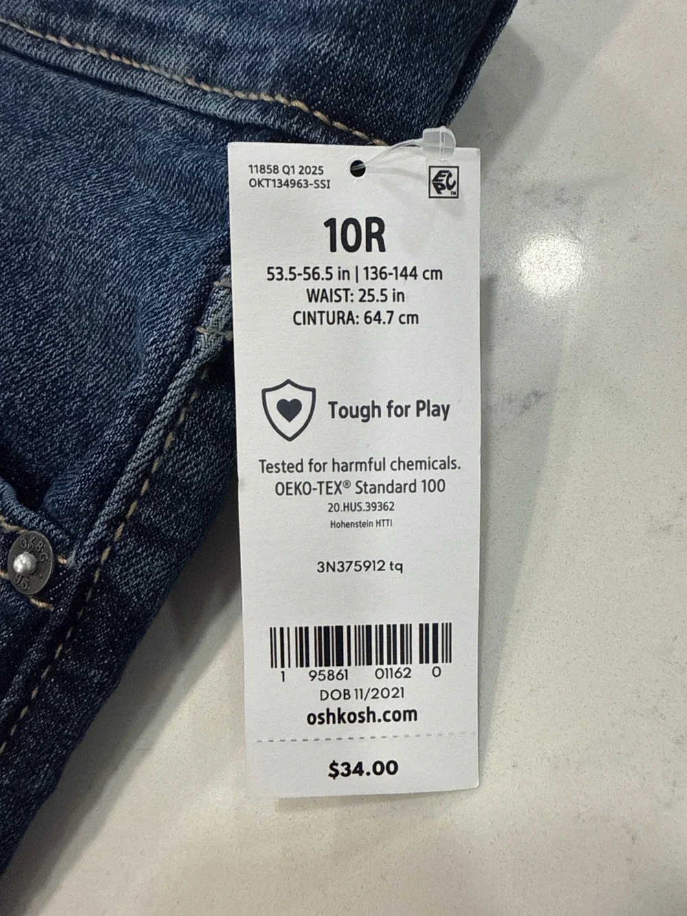 NWT! Boys Oshkosh Dark Blue classic fit jeans size 10